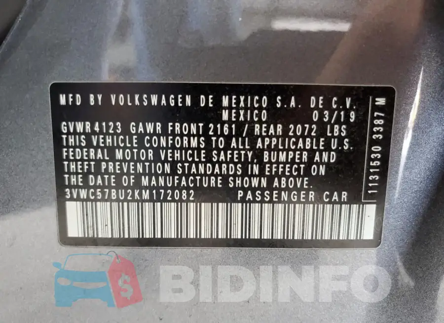 3VWC57BU2KM172082 Photo# 13
