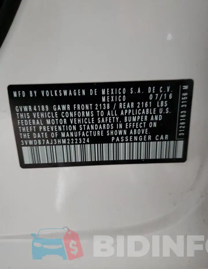 3VWDB7AJ3HM222324 Photo# 12