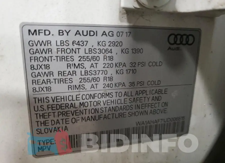 WA1AHAF71JD006515 Photo# 14