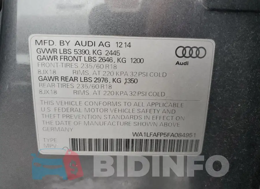 WA1LFAFP5FA084951 Photo# 14