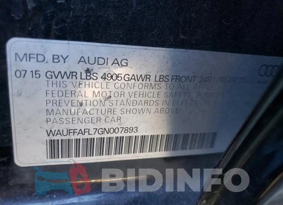 WAUFFAFL7GN007893 Photo# 13