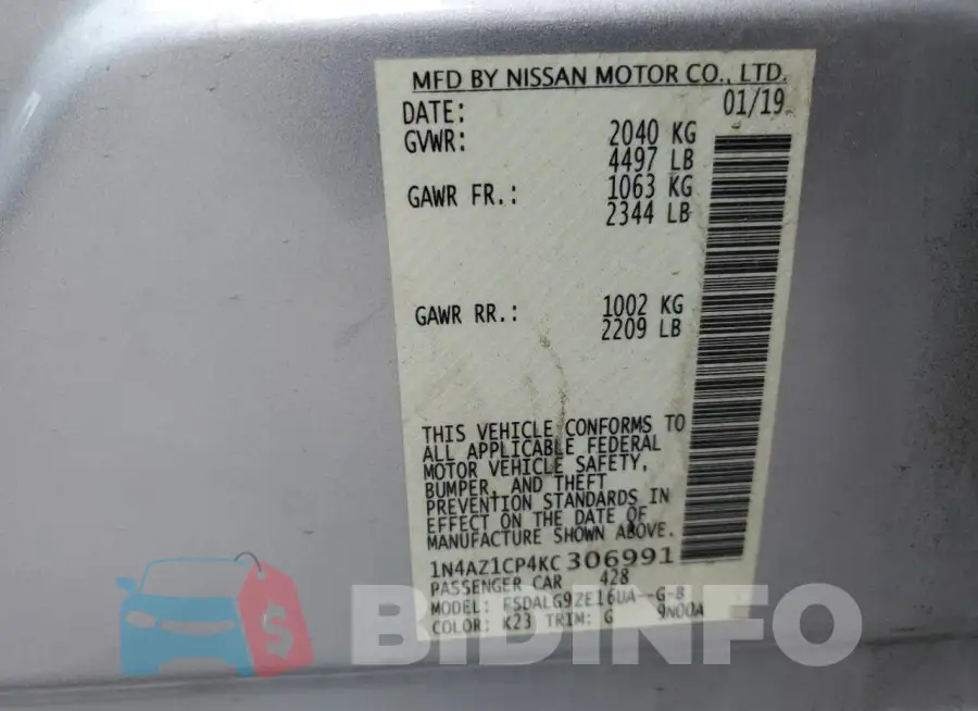 1N4AZ1CP4KC306991 Photo# 13