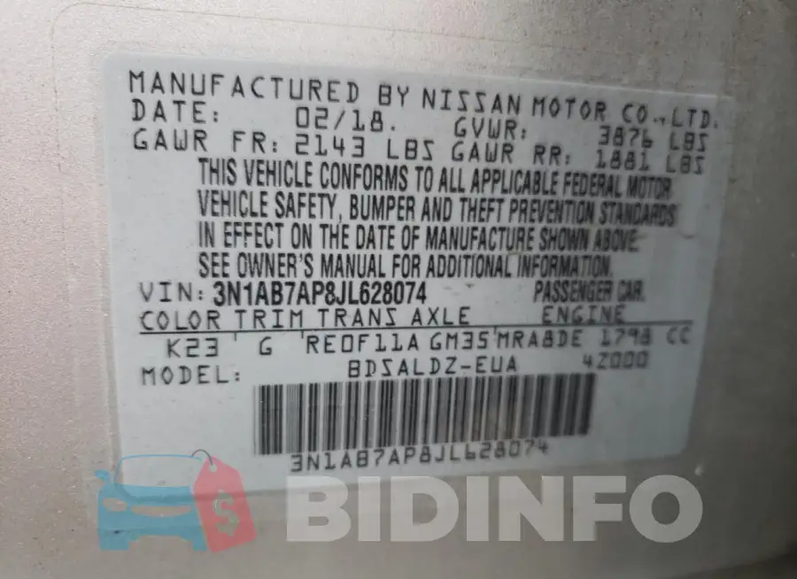 3N1AB7AP8JL628074 Photo# 12