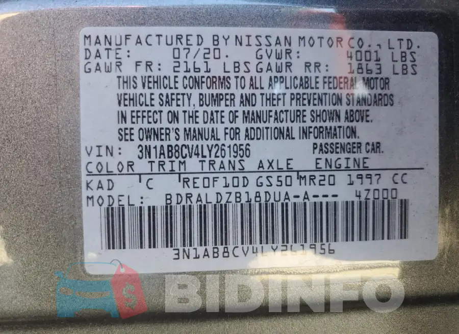 3N1AB8CV4LY261956 Photo# 12