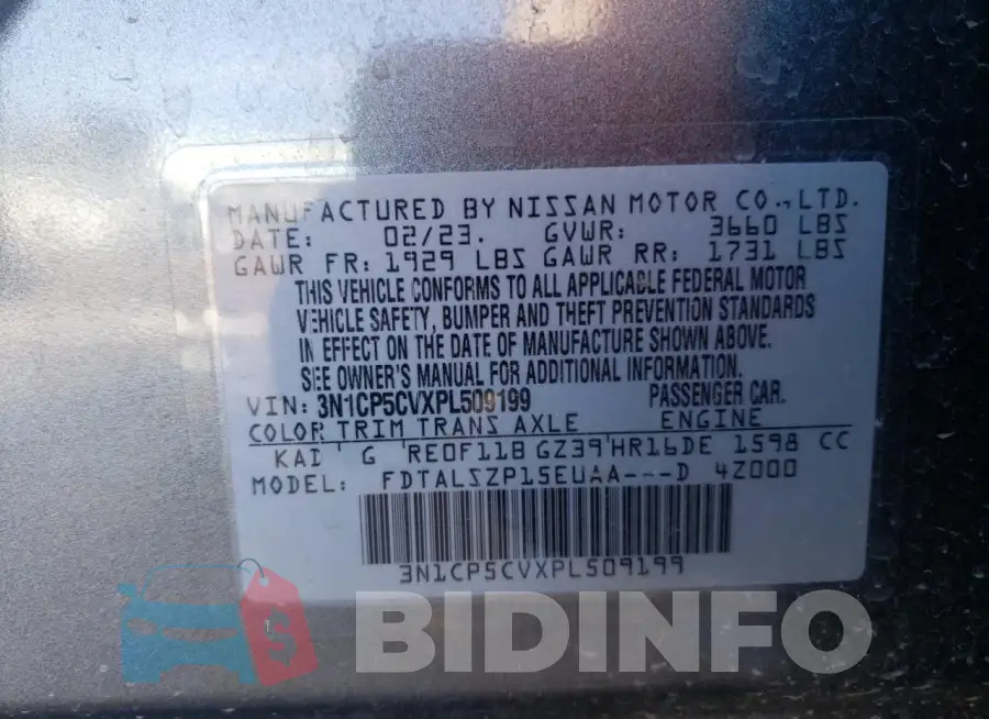 3N1CP5CVXPL509199 Photo# 13