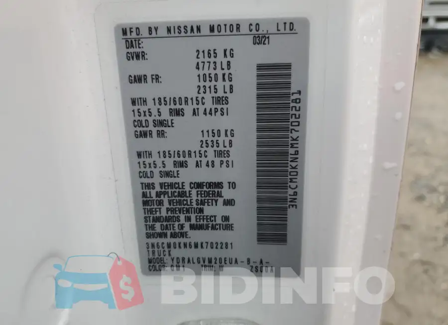 3N6CM0KN6MK702281 Photo# 14