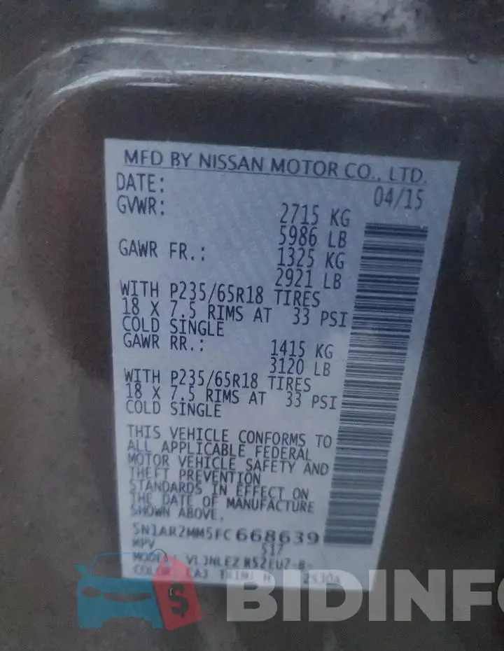5N1AR2MM5FC668639 Photo# 13