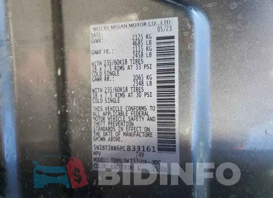 5N1BT3BB6PC833161 Photo# 13