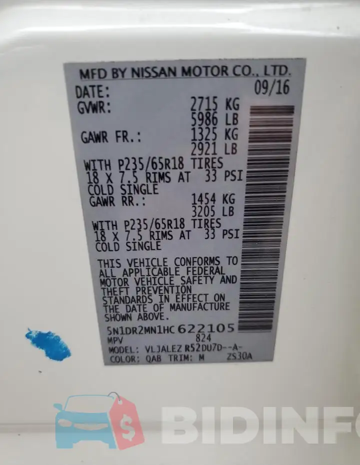 5N1DR2MN1HC622105 Photo# 13