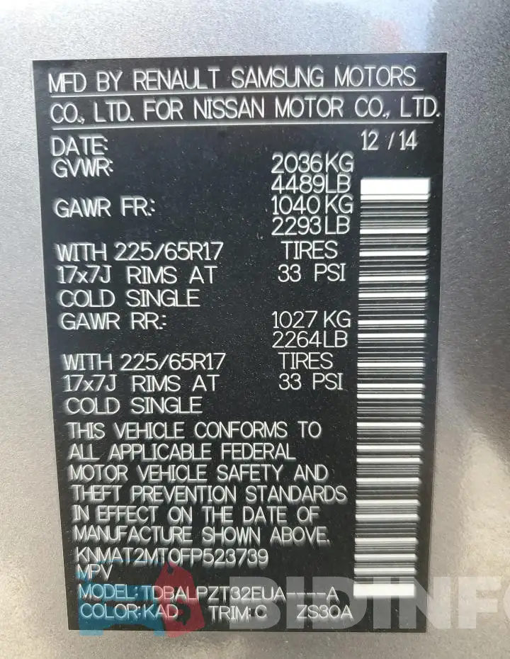 KNMAT2MT0FP523739 Photo# 14