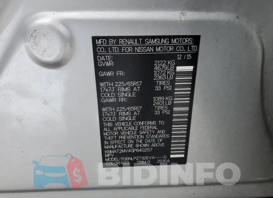 KNMAT2MV4GP640257 Photo# 13