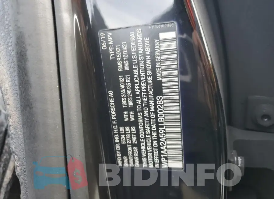 WP1AA2A59LLB00283 Photo# 13