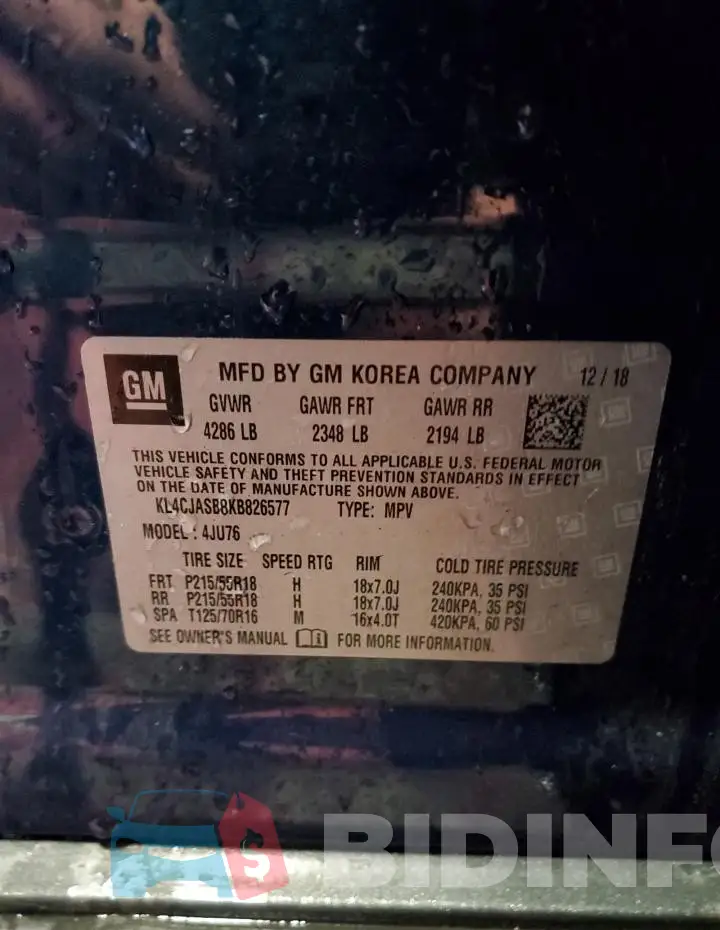 KL4CJASB8KB826577 Photo# 13