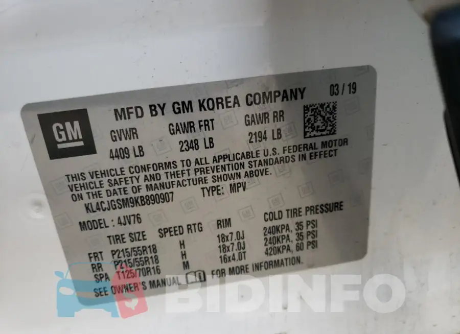 KL4CJGSM9KB890907 Photo# 13