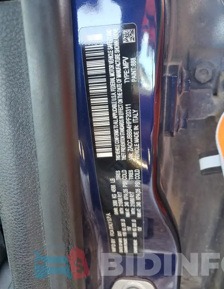 ZACCJBBB4HPF20311 Photo# 13