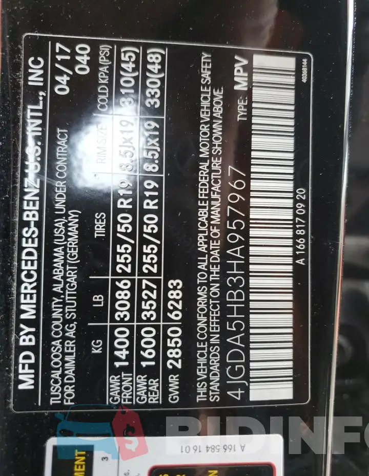 4JGDA5HB3HA957967 Photo# 13