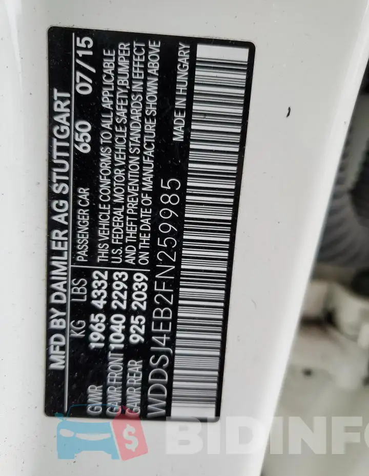 WDDSJ4EB2FN259985 Photo# 12