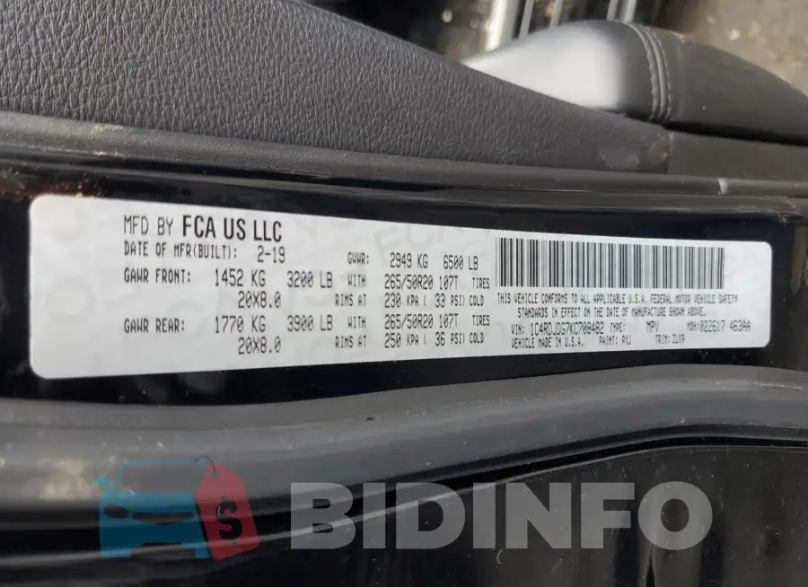 1C4RDJDG7KC708482 Photo# 13