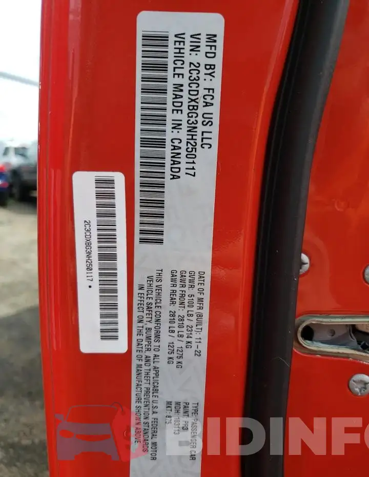 2C3CDXBG3NH250117 Photo# 12
