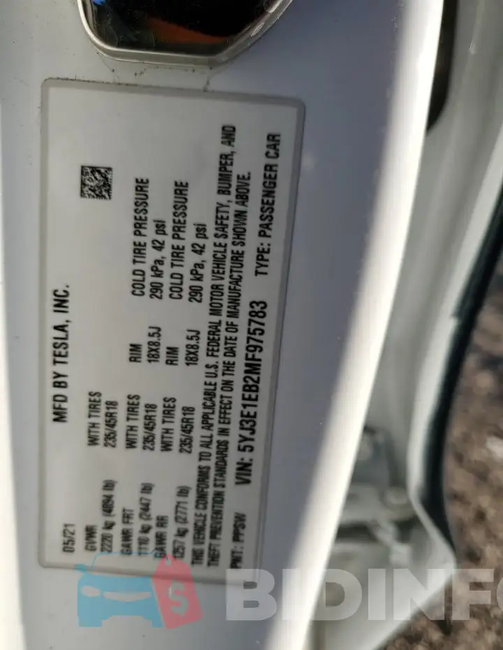 5YJ3E1EB2MF975783 Photo# 13