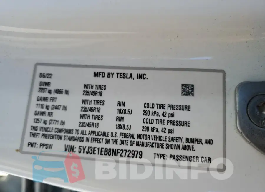 5YJ3E1EB8NF272979 Photo# 12