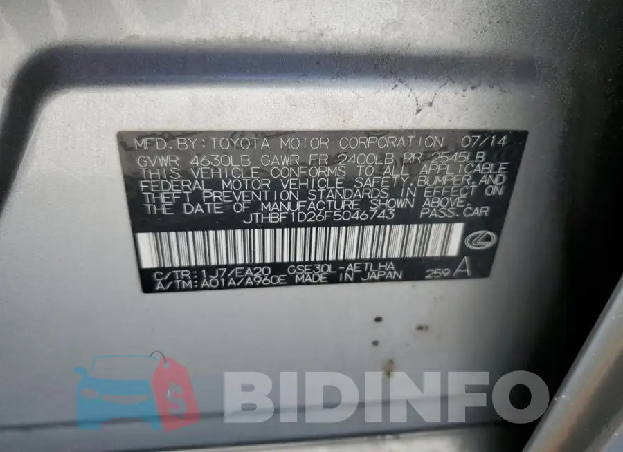 JTHBF1D26F5046743 Photo# 12