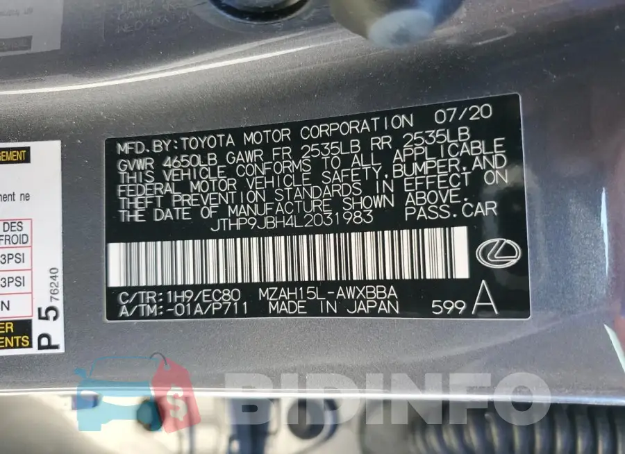 JTHP9JBH4L2031983 Photo# 12