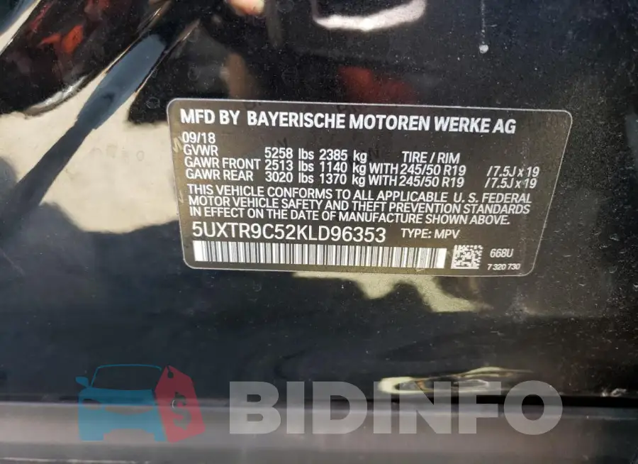 5UXTR9C52KLD96353 Photo# 14