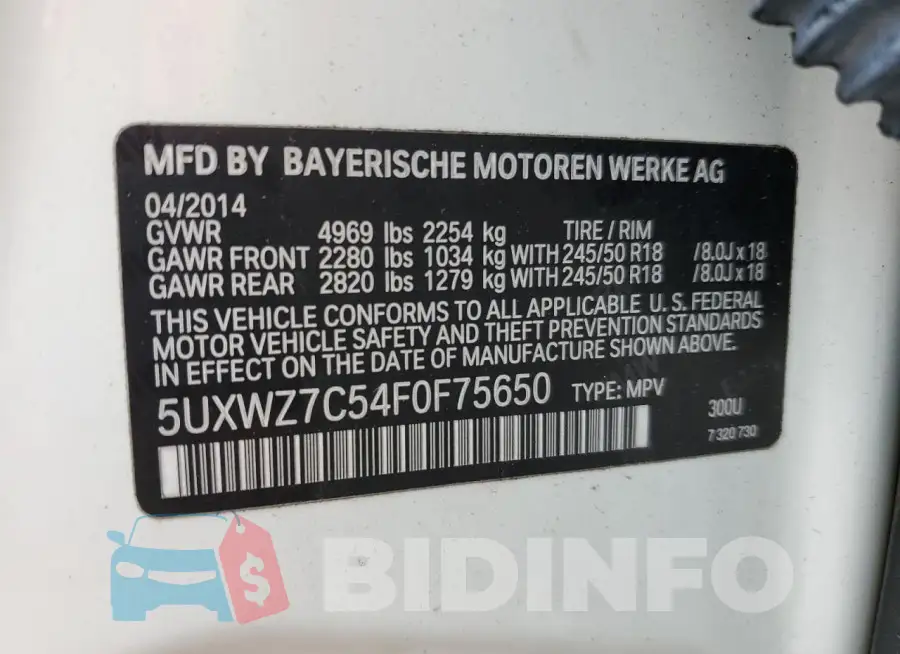 5UXWZ7C54F0F75650 Photo# 12