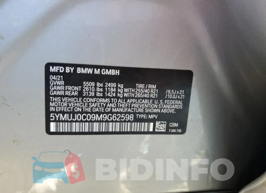 5YMUJ0C09M9G62598 Photo# 12