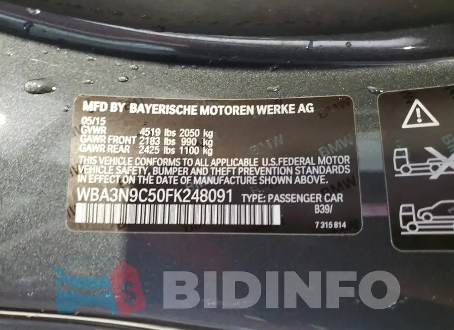 WBA3N9C50FK248091 Photo# 12