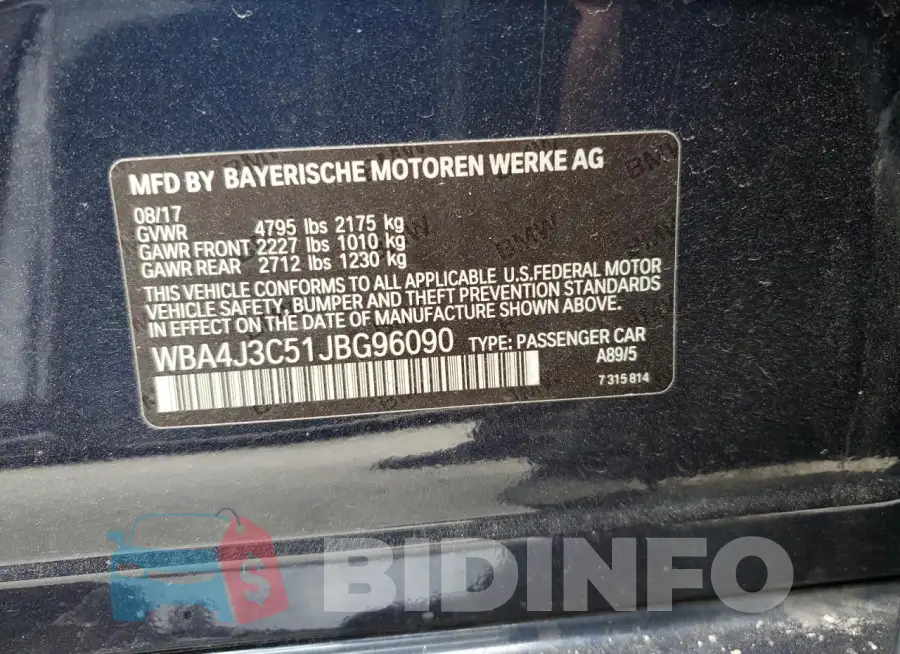WBA4J3C51JBG96090 Photo# 13
