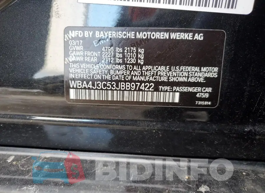 WBA4J3C53JBB97422 Photo# 12