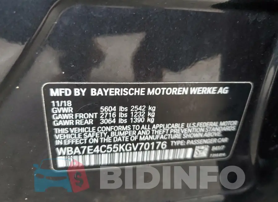 WBA7E4C55KGV70176 Photo# 12