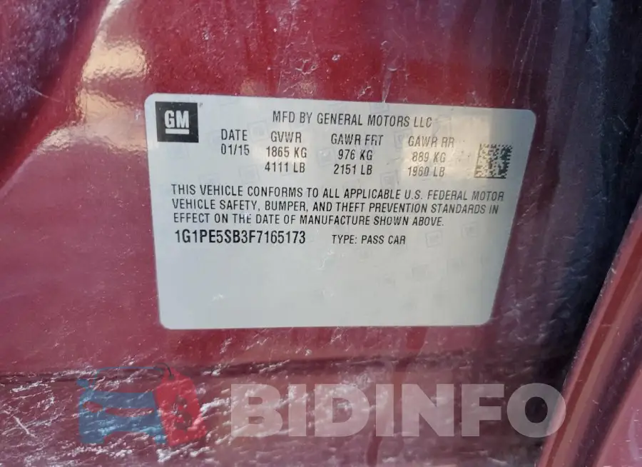 1G1PE5SB3F7165173 Photo# 12