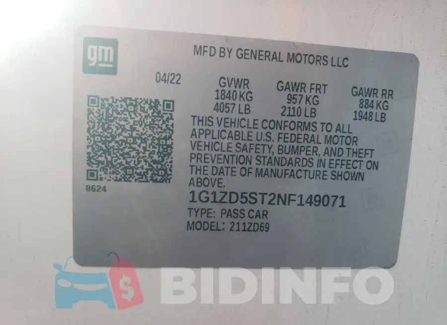 1G1ZD5ST2NF149071 Photo# 13