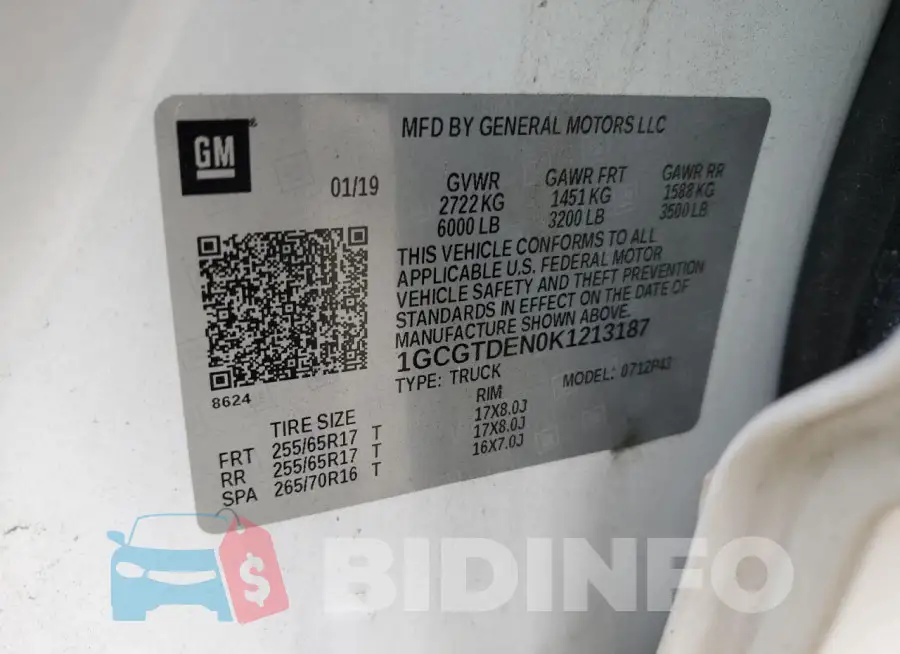 1GCGTDEN0K1213187 Photo# 12