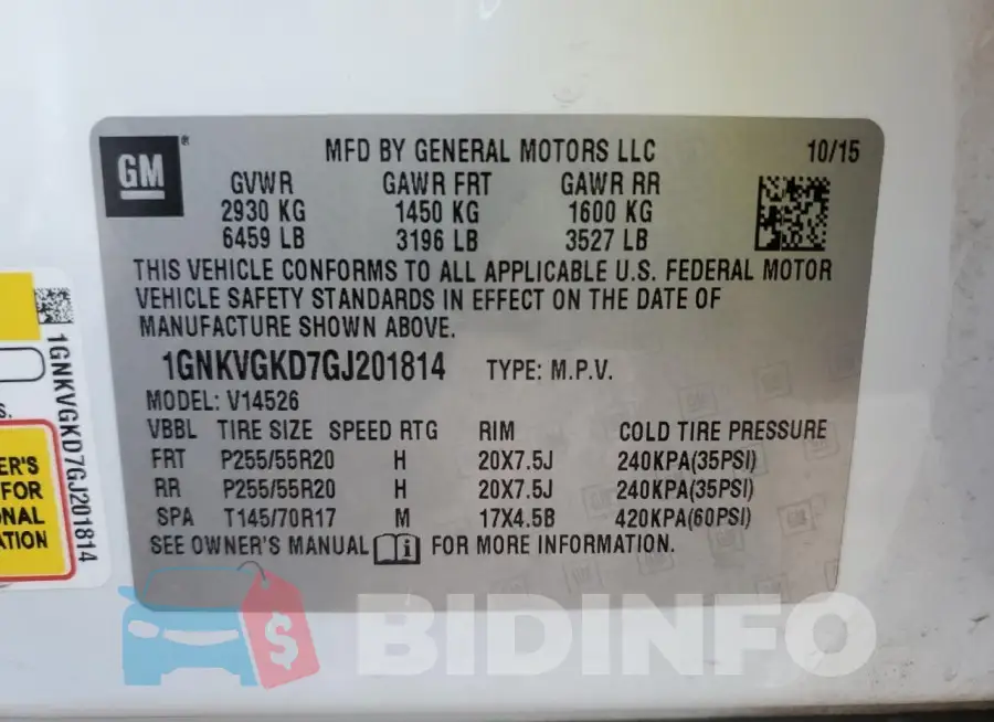 1GNKVGKD7GJ201814 Photo# 13