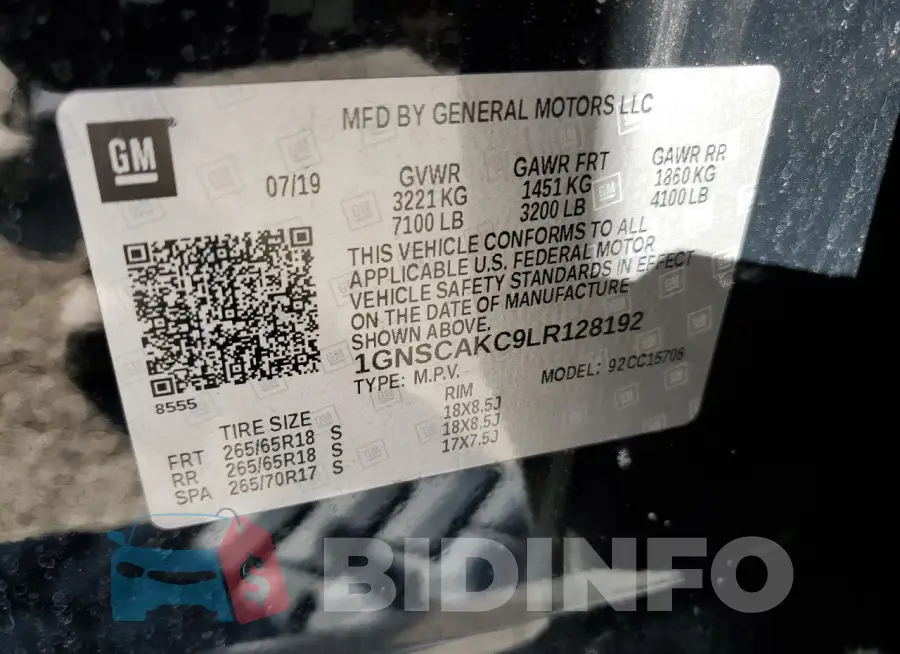 1GNSCAKC9LR128192 Photo# 13
