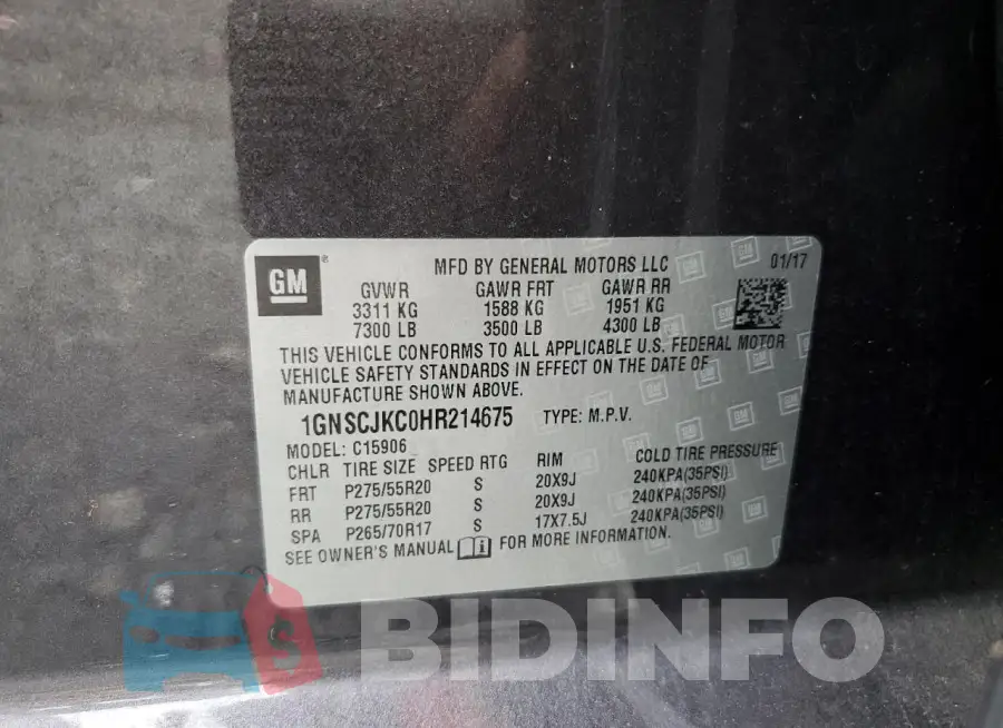 1GNSCJKC0HR214675 Photo# 13