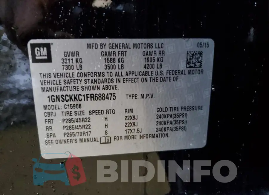 1GNSCKKC1FR688475 Photo# 14