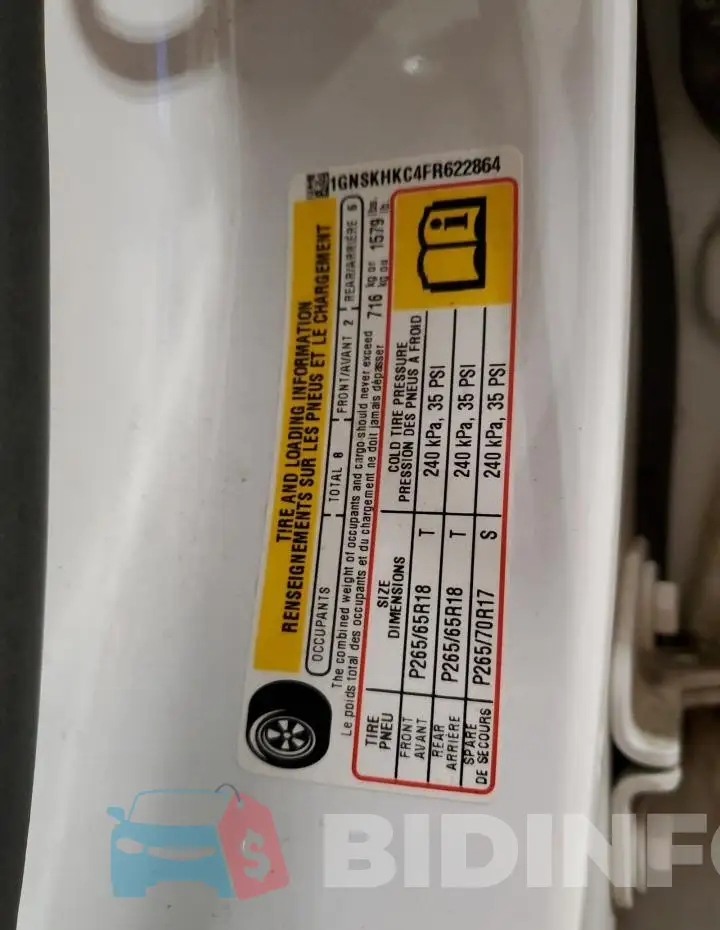 1GNSKHKC4FR622864 Photo# 14