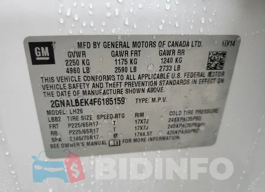 2GNALBEK4F6185159 Photo# 12