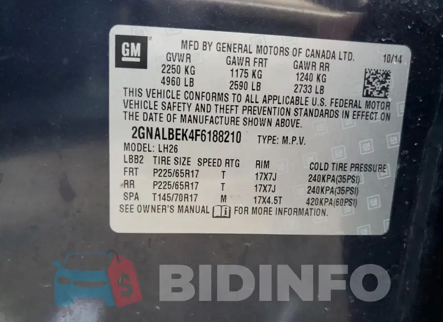 2GNALBEK4F6188210 Photo# 13