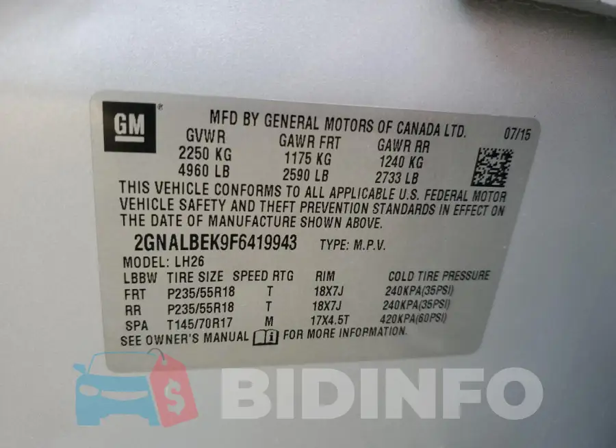 2GNALBEK9F6419943 Photo# 13