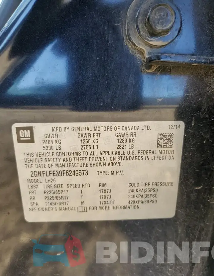 2GNFLFE39F6249573 Photo# 13