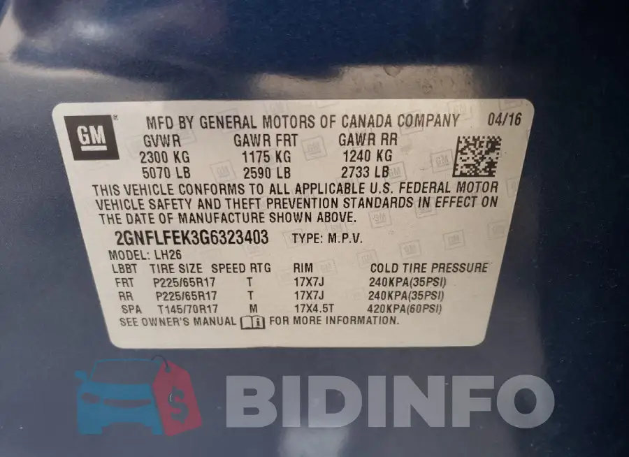 2GNFLFEK3G6323403 Photo# 12