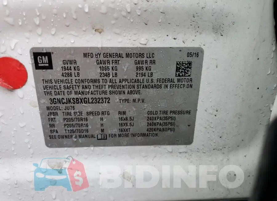 3GNCJKSBXGL232372 Photo# 13