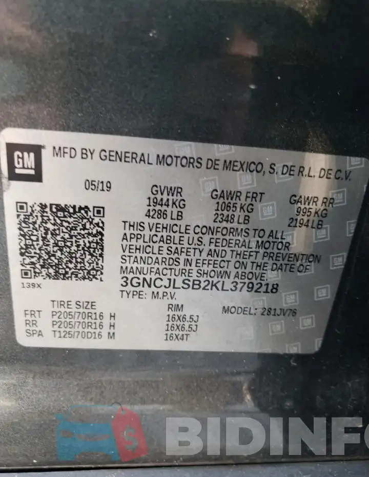 3GNCJLSB2KL379218 Photo# 12