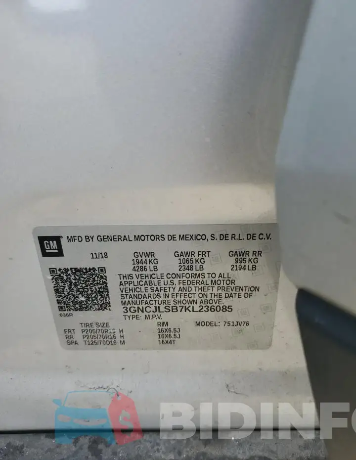 3GNCJLSB7KL236085 Photo# 13